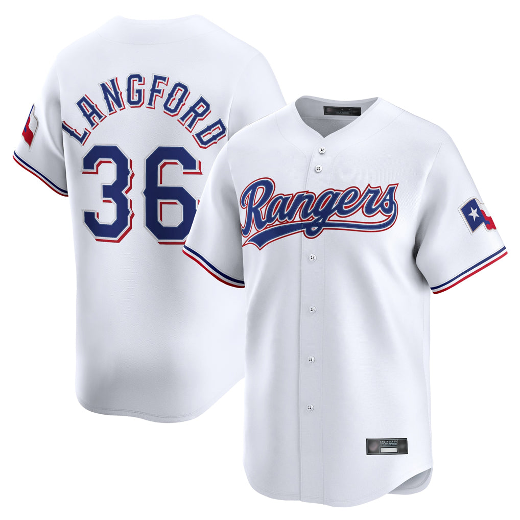 CAdoa T.Rangers #36 Wyatt Langford Player White Home Limited Stitched Jerseys