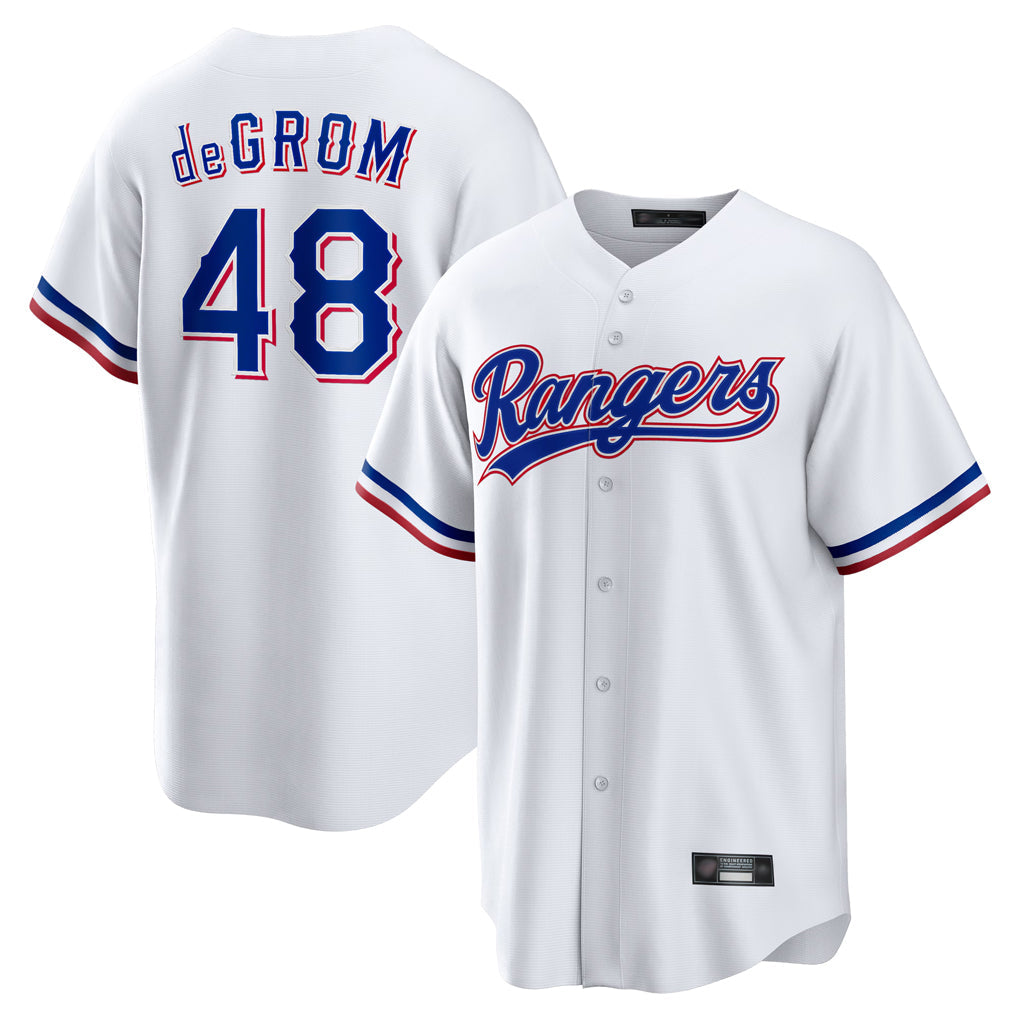 CAdoa T.Rangers #48 Jacob deGrom Player White Home Limited Game Stitched Jerseys