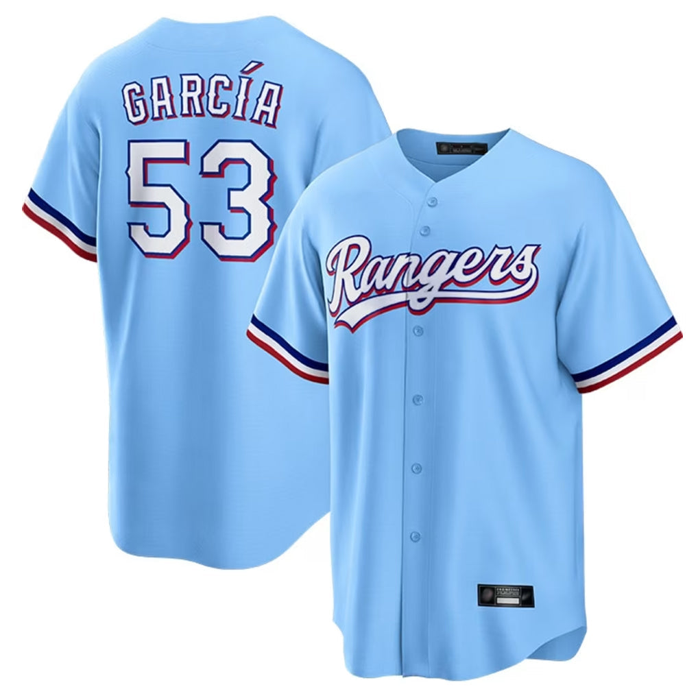 CAdoa T.Rangers #53 Adolis Garcia Player Light Blue Home Game Stitched Jerseys
