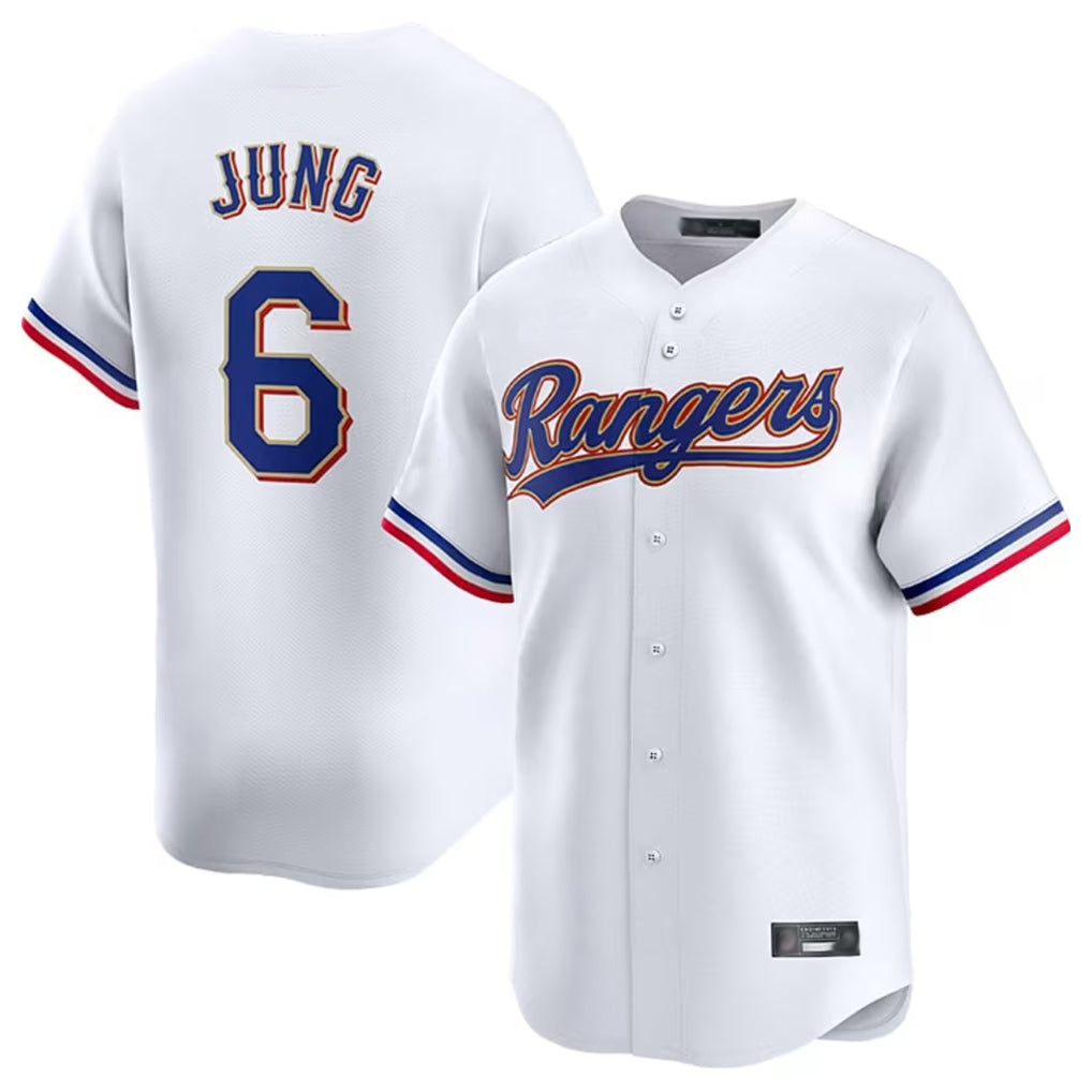 CAdoa T.Rangers #6 Josh Jung Player Gold Collection Limited White Stitched Jerseys