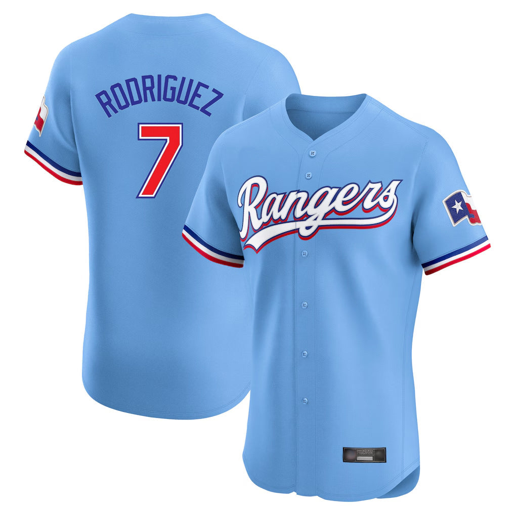 CAdoa T.Rangers #7 Ivan Rodriguez Player Light Blue Limited Home Elite Stitched Jerseys