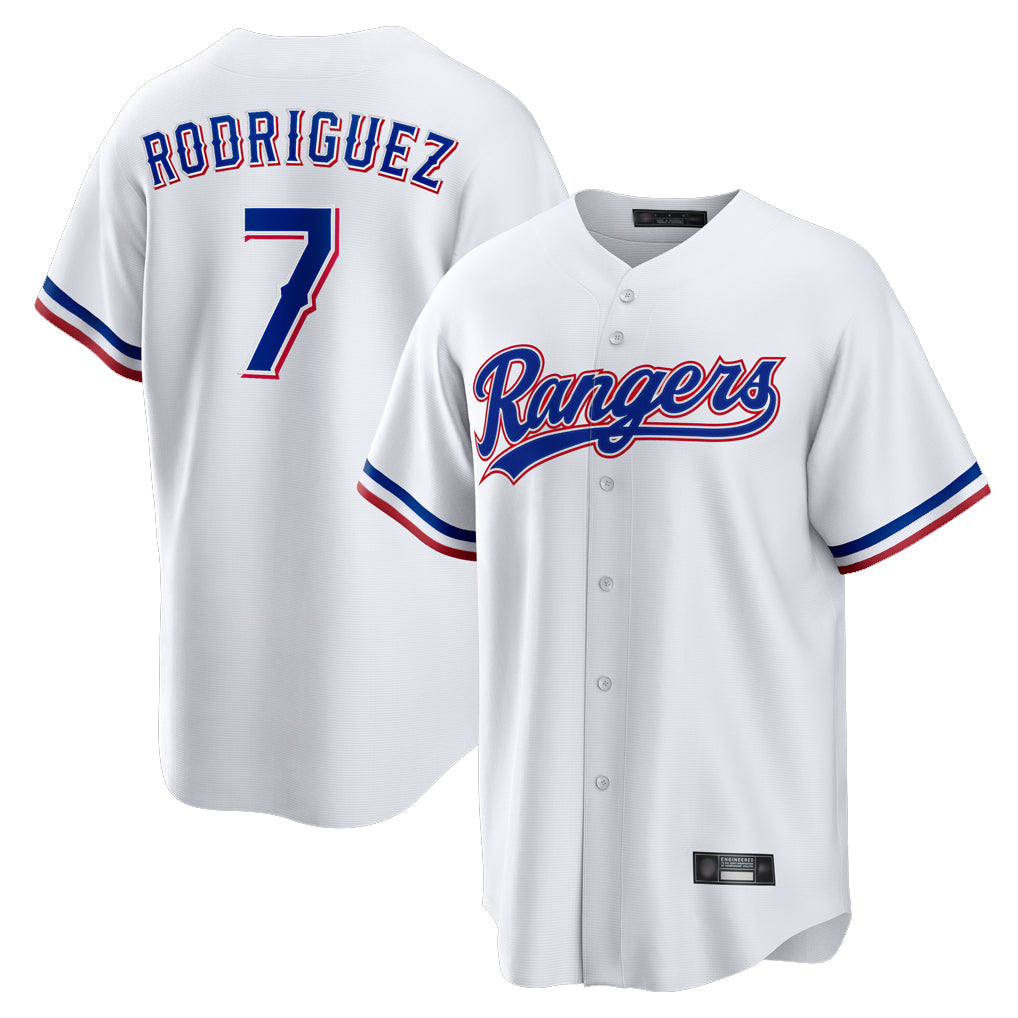 CAdoa T.Rangers #7 Ivan Rodriguez Player White Home Game Stitched Jerseys