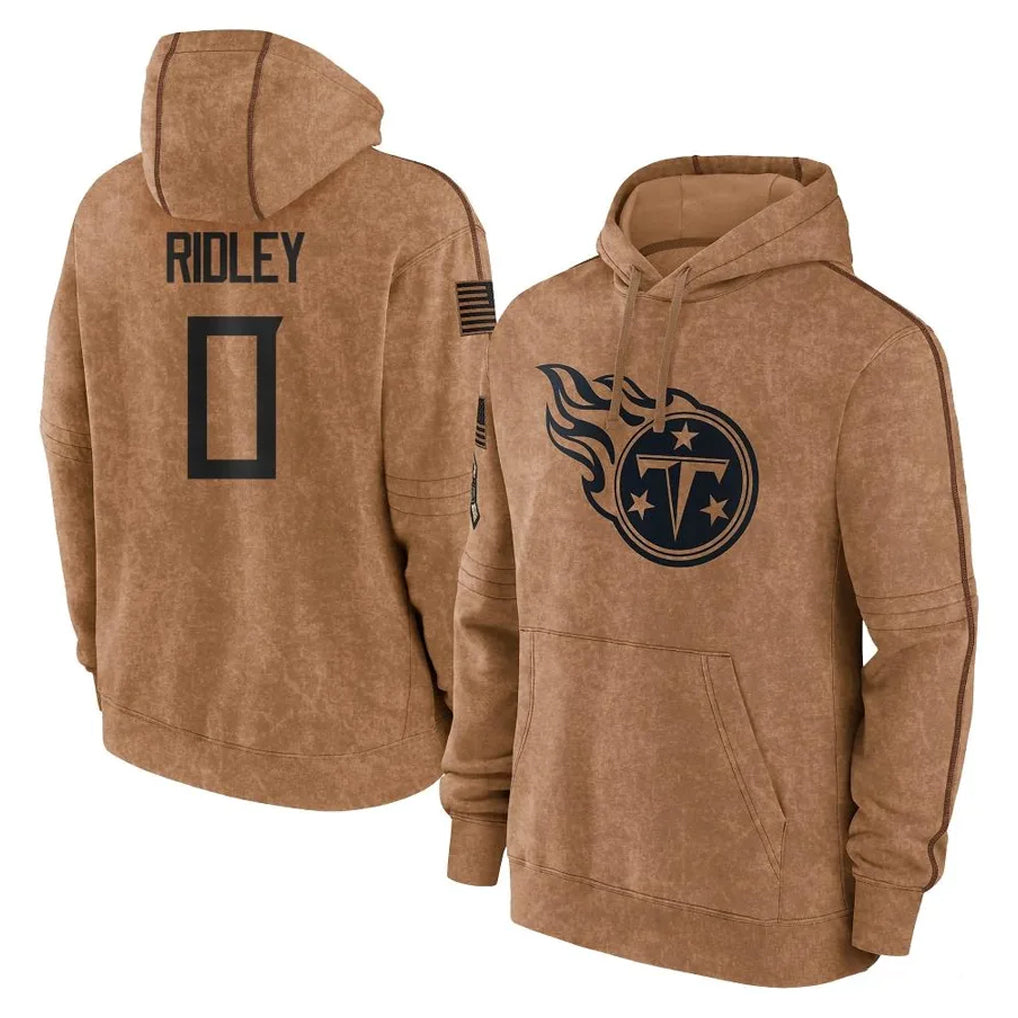 CAdoa T.Titans #0 Calvin Ridley Player Brown Salute To Service Club Pullover Hoodies Home Game Stitched Jerseys