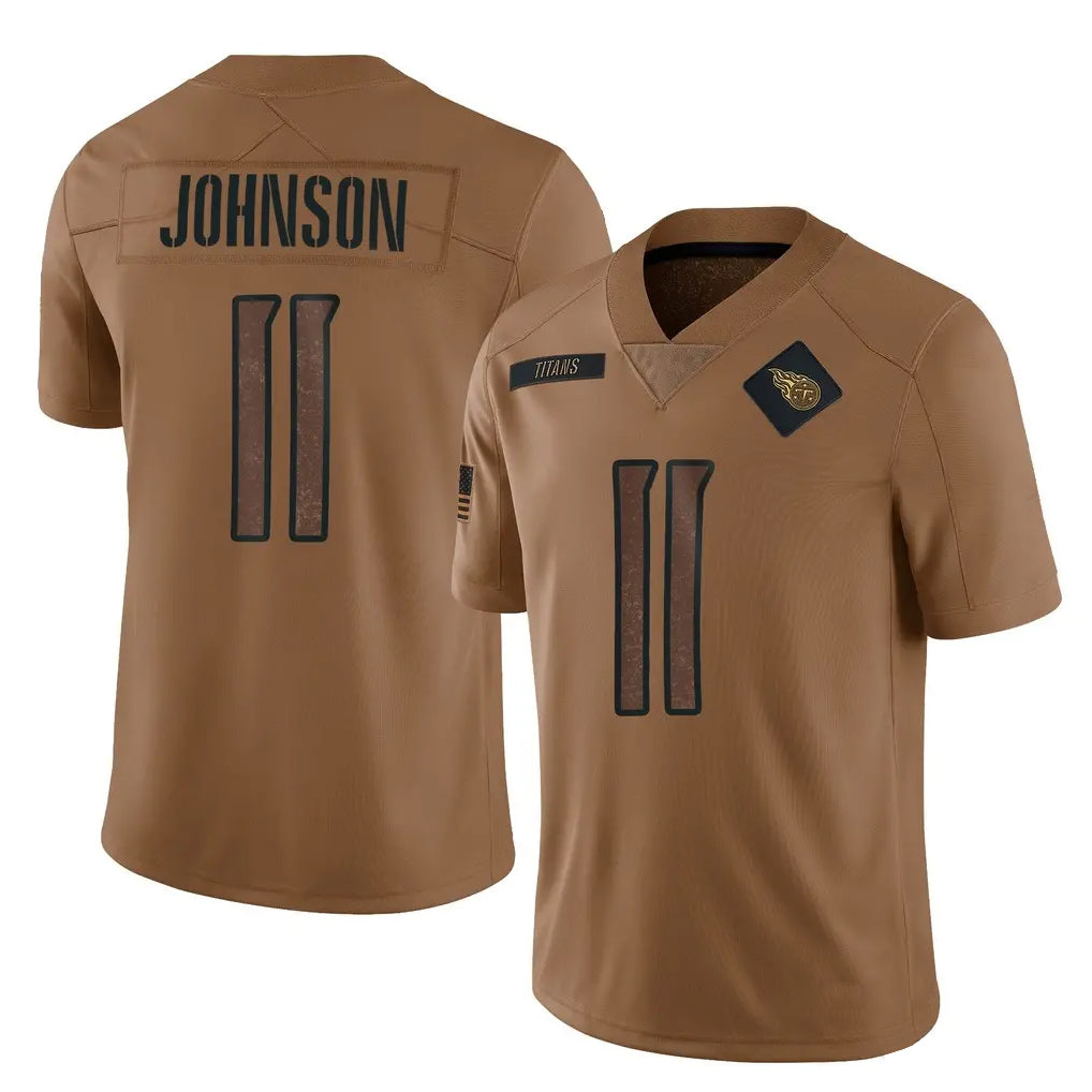 CAdoa T.Titans #11 Jermaine Johnson II Player Brown Limited Salute to Service Home Game Stitched Jerseys