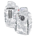 CAdoa T.Titans #11 Jermaine Johnson II Player Camo Arctic Salute to Service Pullover Hoodies Home Game Stitched Jerseys