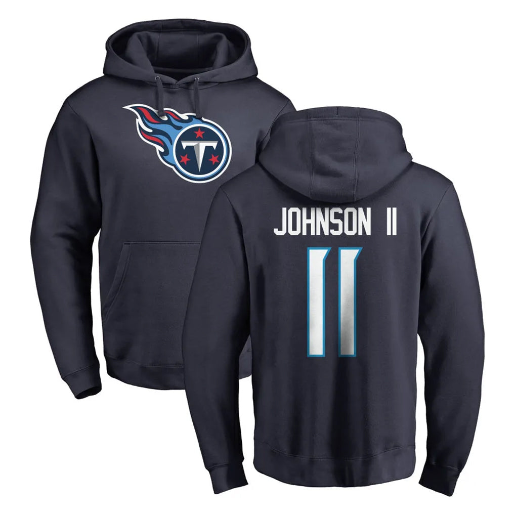 CAdoa T.Titans #11 Jermaine Johnson II Player Navy Logo Pullover Hoodies Home Game Stitched Jerseys