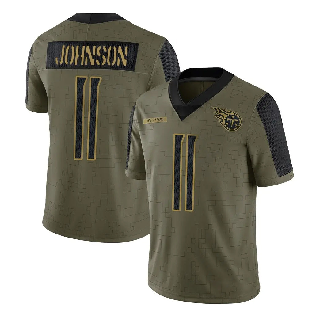 CAdoa T.Titans #11 Jermaine Johnson II Player Olive Salute to Service Limited Home Game Stitched Jerseys
