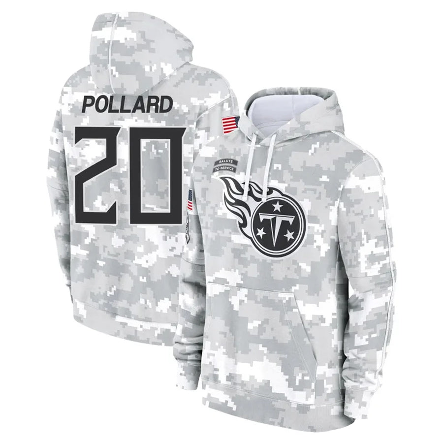 CAdoa T.Titans #20 Tony Pollard Player Arctic Camo Salute To Service Hoodies Game Stitched Jerseys