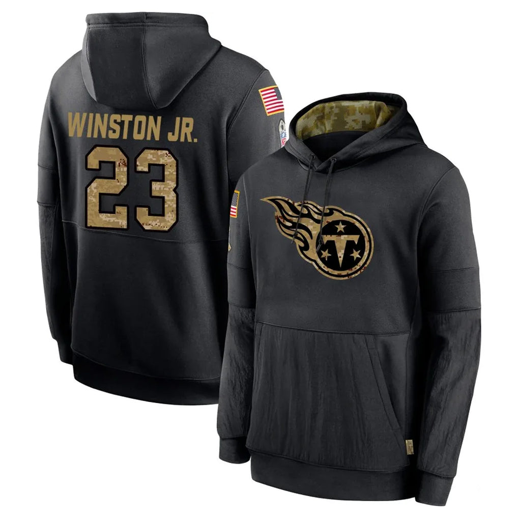 CAdoa T.Titans #23 Kevin Winston Jr. Player Black Salute to Service Sideline Performance Pullover Hoodies Home Game Stitched Jerseys