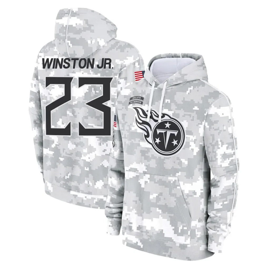 CAdoa T.Titans #23 Kevin Winston Jr. Player Camo Arctic Salute to Service Pullover Hoodies Home Game Stitched Jerseys