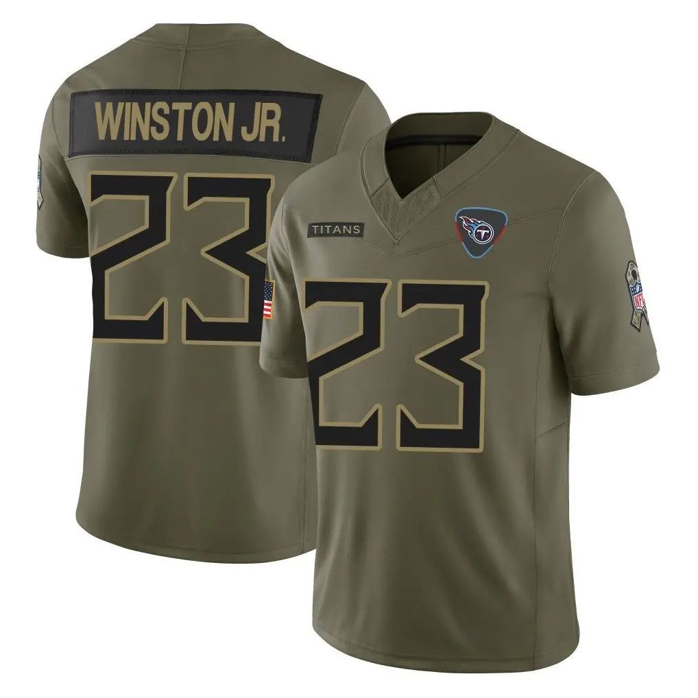 CAdoa T.Titans #23 Kevin Winston Jr. Player Olive Limited 2025 Salute to Service Home Game Stitched Jerseys