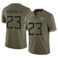 CAdoa T.Titans #23 Kevin Winston Jr. Player Olive Limited Salute to Service Home Game Stitched Jerseys