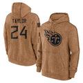CAdoa T.Titans #24 Alontae Taylor Player Brown Salute To Service Club Pullover Hoodies Home Game Stitched Jerseys