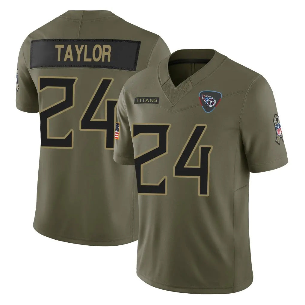 CAdoa T.Titans #24 Alontae Taylor Player Olive Limited 2025 Salute to Service Home Game Stitched Jerseys