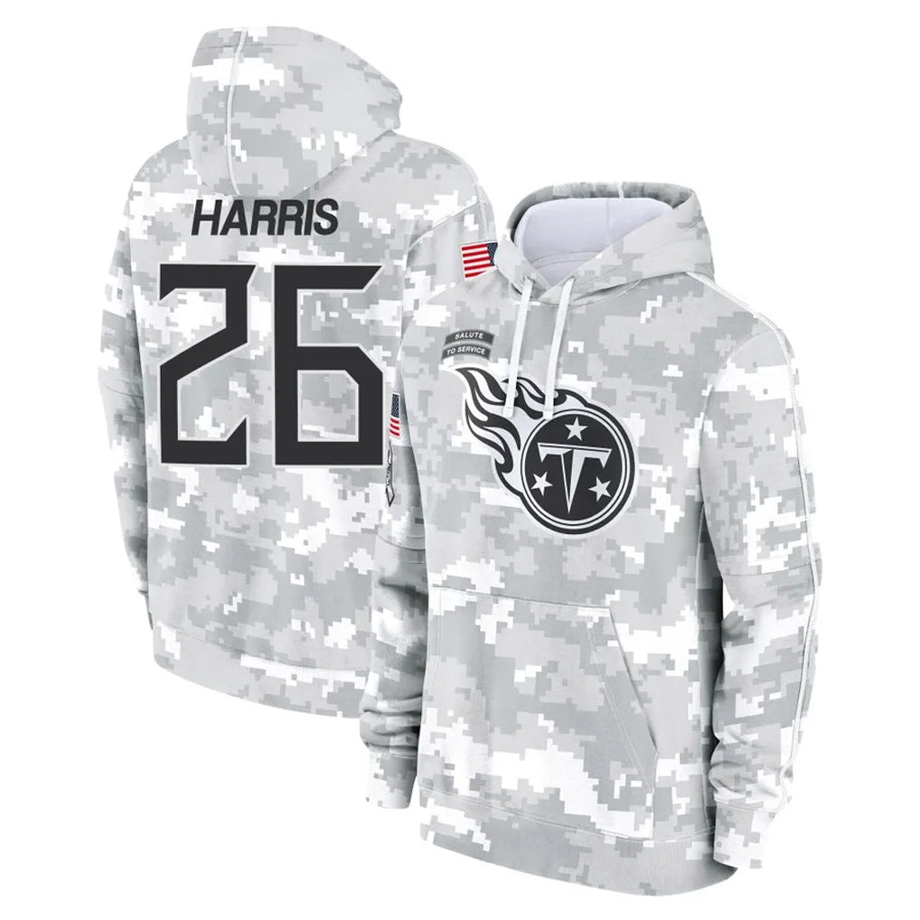 CAdoa T.Titans #26 Marcus Harris Player Camo Arctic Salute to Service Pullover Hoodies Home Game Stitched Jerseys