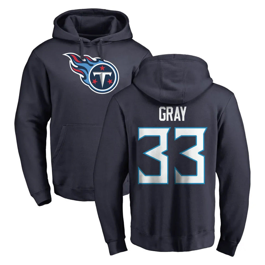 CAdoa T.Titans #33 Cedric Gray Player Navy Logo Pullover Hoodies Home Game Stitched Jerseys