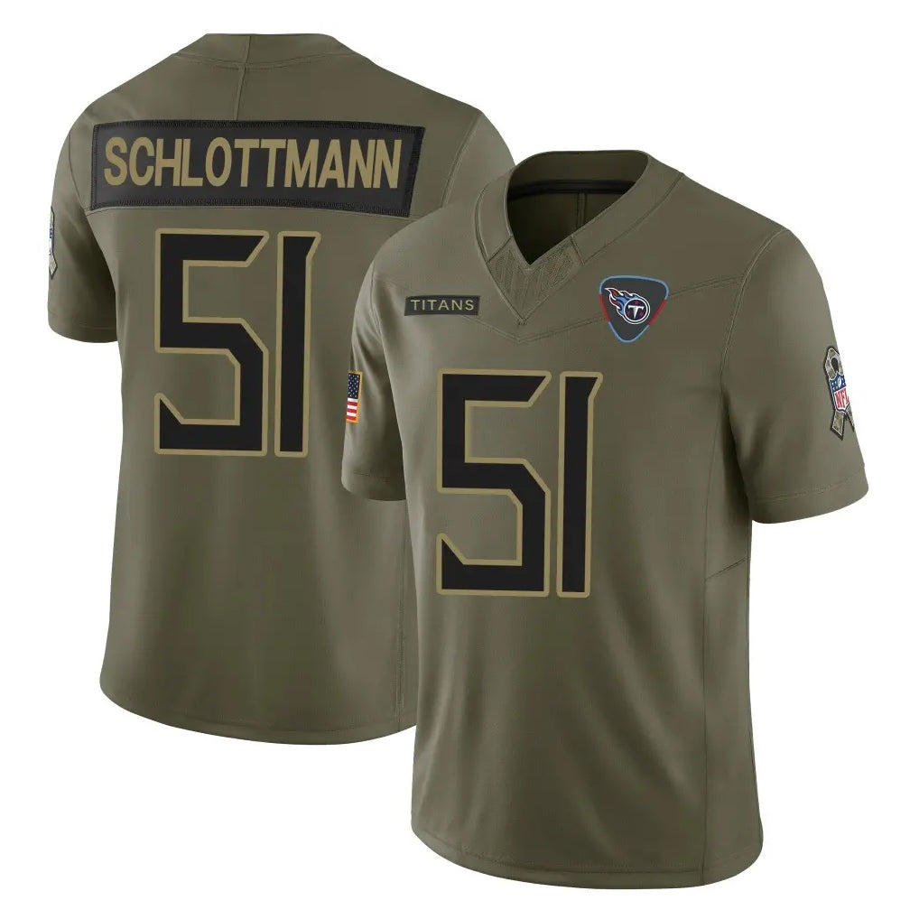CAdoa T.Titans #51 Austin Schlottmann Player Olive Limited 2025 Salute to Service Home Game Stitched Jerseys
