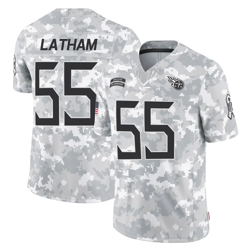 CAdoa T.Titans #55 JC Latham Player Arctic Camo Limited Salute to Service Home Game Stitched Jerseys