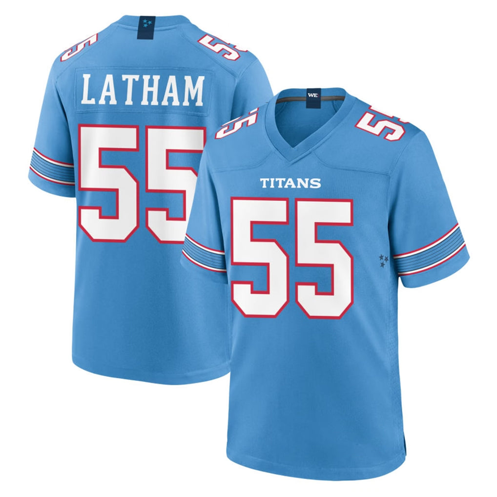 CAdoa T.Titans #55 JC Latham Player Light Blue 2026 Game Home Stitched Jerseys
