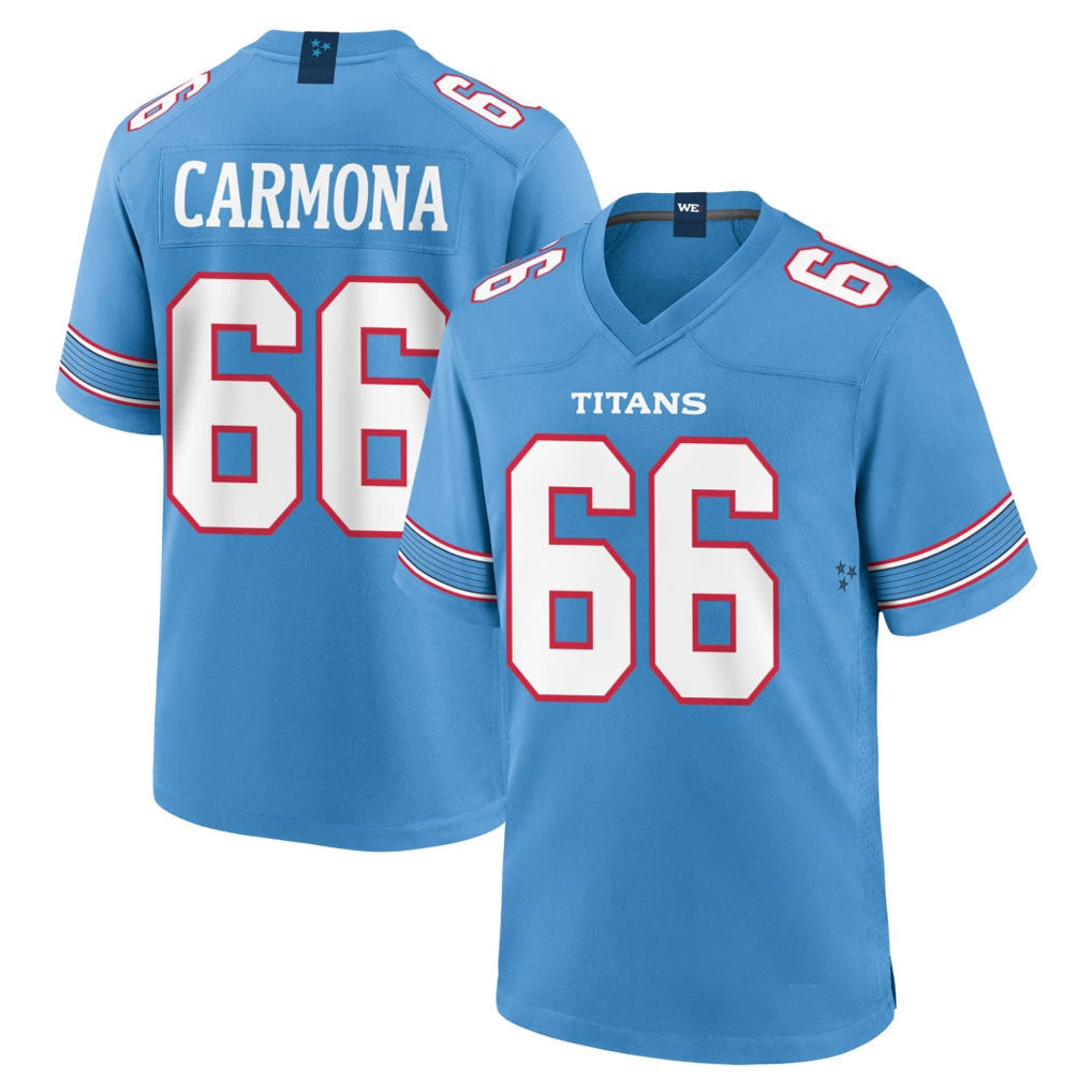 CAdoa T.Titans #66 Fernando Carmona Jr. Player Light Blue 2026 Game Home Stitched Jerseys
