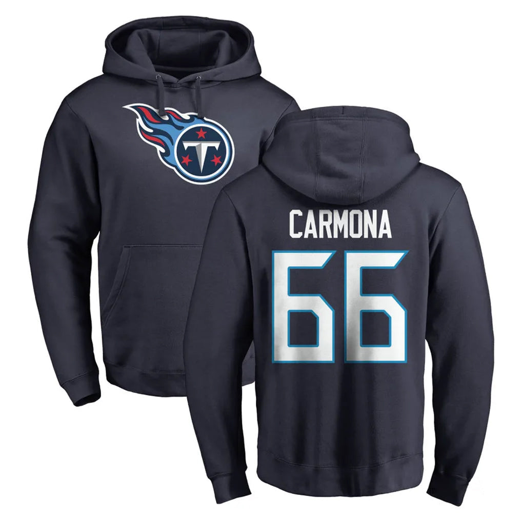 CAdoa T.Titans #66 Fernando Carmona Jr. Player Navy Logo Pullover Hoodies Home Game Stitched Jerseys