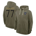 CAdoa T.Titans #77 Peter Skoronski Player Olive Salute to Service Hoodies Home Game Stitched Jerseys
