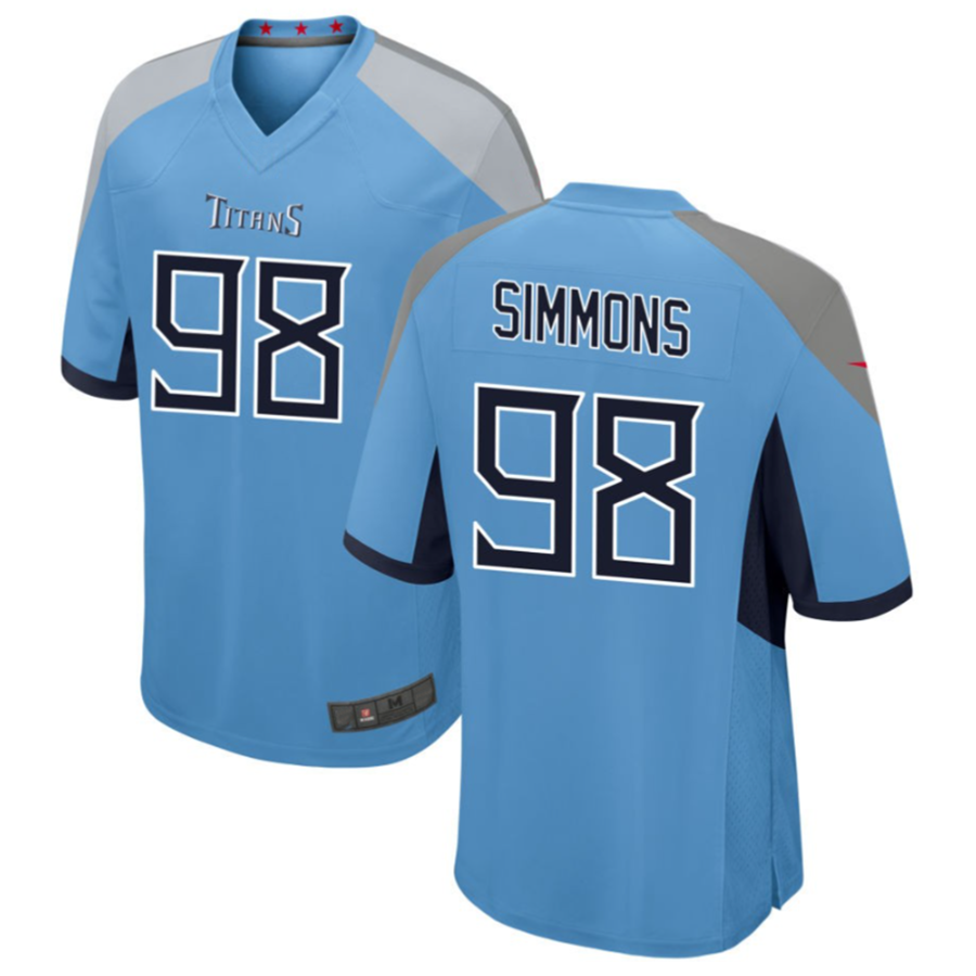 CAdoa T.Titans #98 Jeffery Simmons Light Blue Player Game American Stitched Jerseys