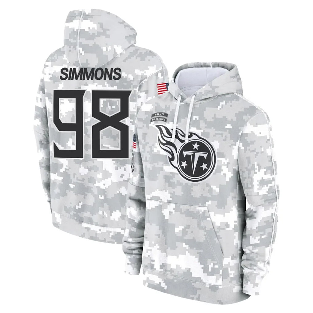 CAdoa T.Titans #98 Jeffery Simmons Player Camo Arctic Salute to Service Pullover Hoodies Home Game Stitched Jerseys