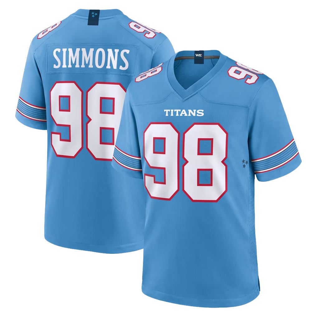 CAdoa T.Titans #98 Jeffery Simmons Player Light Blue 2026 Game Home Stitched Jerseys