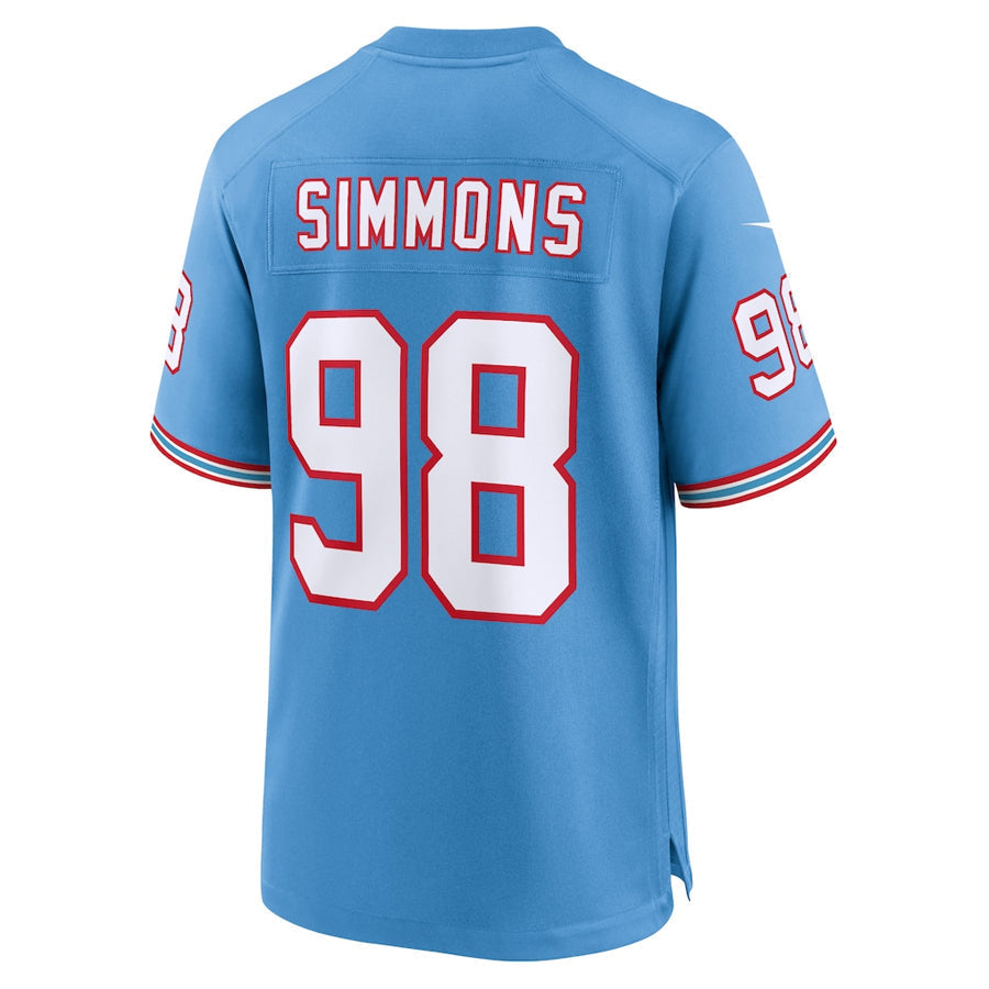 CAdoa T.Titans #98 Jeffery Simmons Player Light Blue Throwback Alternate Game Stitched Jerseys