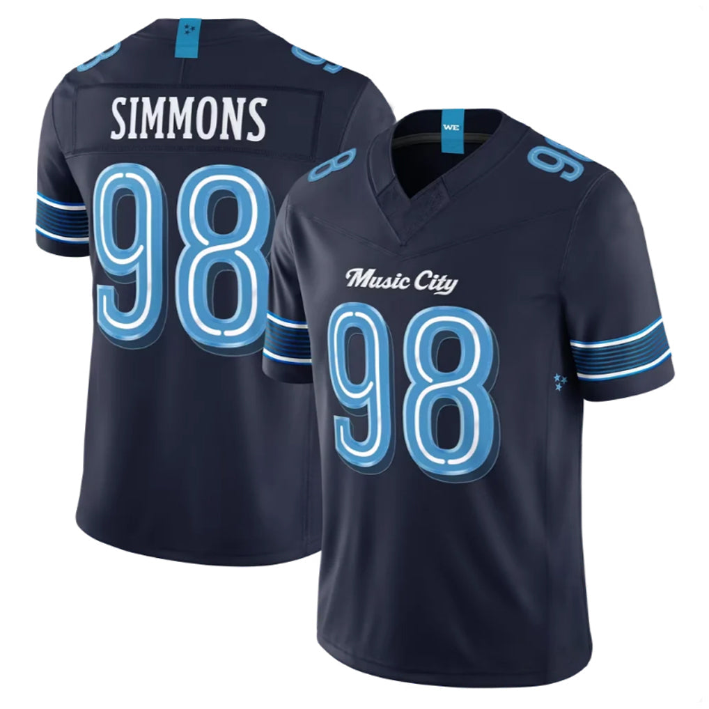 CAdoa T.Titans #98 Jeffery Simmons Player Navy 2026 Rivalries Collection Limited Home Game Stitched Jerseys