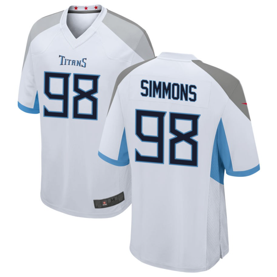 CAdoa T.Titans #98 Jeffery Simmons White Player Game American Stitched Stitched Jerseys