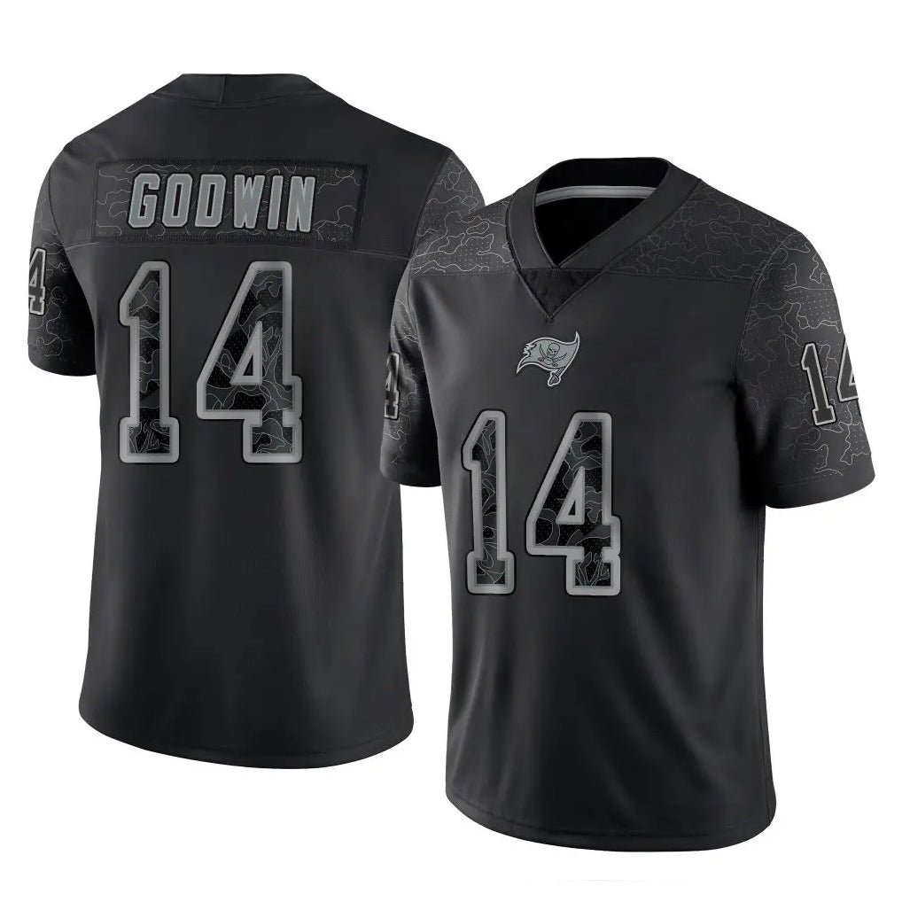 CAdoa TB.Buccaneers #14 Chris Godwin Jr. Player Black Reflective Limited Home Game Stitched Jerseys