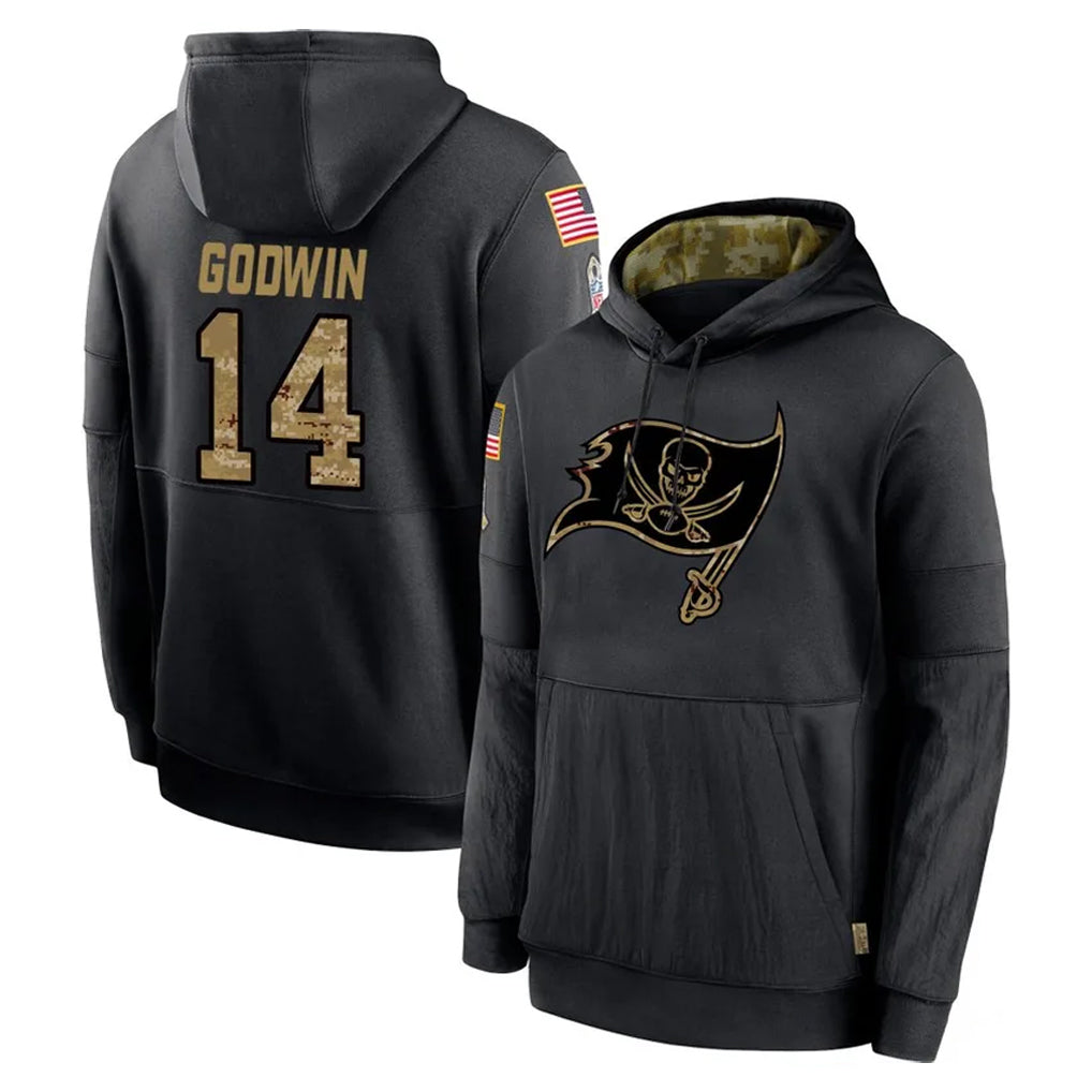 CAdoa TB.Buccaneers #14 Chris Godwin Jr. Player Black Salute to Service Sideline Performance Pullover Hoodies Home Game Stitched Jerseys
