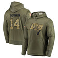 CAdoa TB.Buccaneers #14 Chris Godwin Jr. Player Olive Salute to Service Pullover Hoodie Home Game Stitched Jerseys