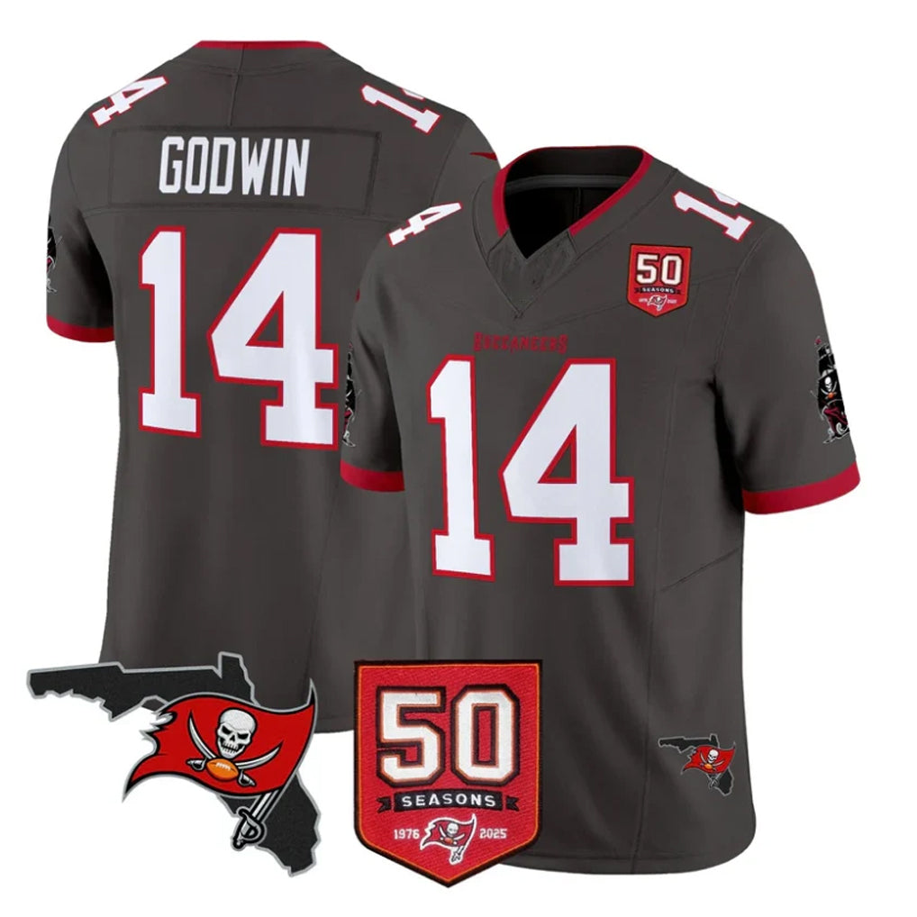 CAdoa TB.Buccaneers #14 Chris Godwin Jr. Player Pewter Limited 2026 Season Vapor F.U.S.E. Home Game Stitched Jerseys