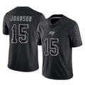 CAdoa TB.Buccaneers #15 Tez Johnson Player Black Reflective Limited Home Game Stitched Jerseys