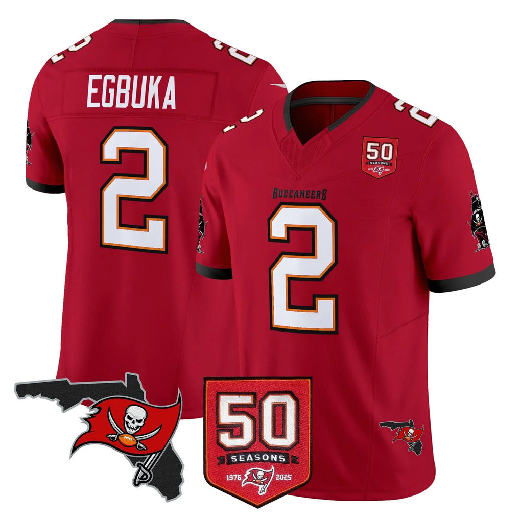 CAdoa TB.Buccaneers #2 Emeka Egbuka Player Red Limited 2026 Season Vapor F.U.S.E. Home Game Stitched Jerseys