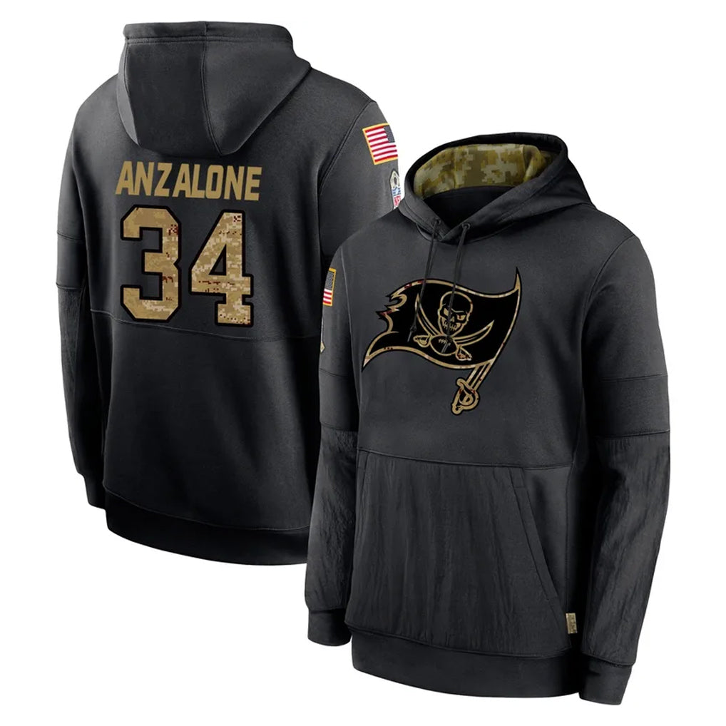 CAdoa TB.Buccaneers #34 Alex Anzalone Player Black Salute to Service Sideline Performance Pullover Hoodies Home Game Stitched Jerseys