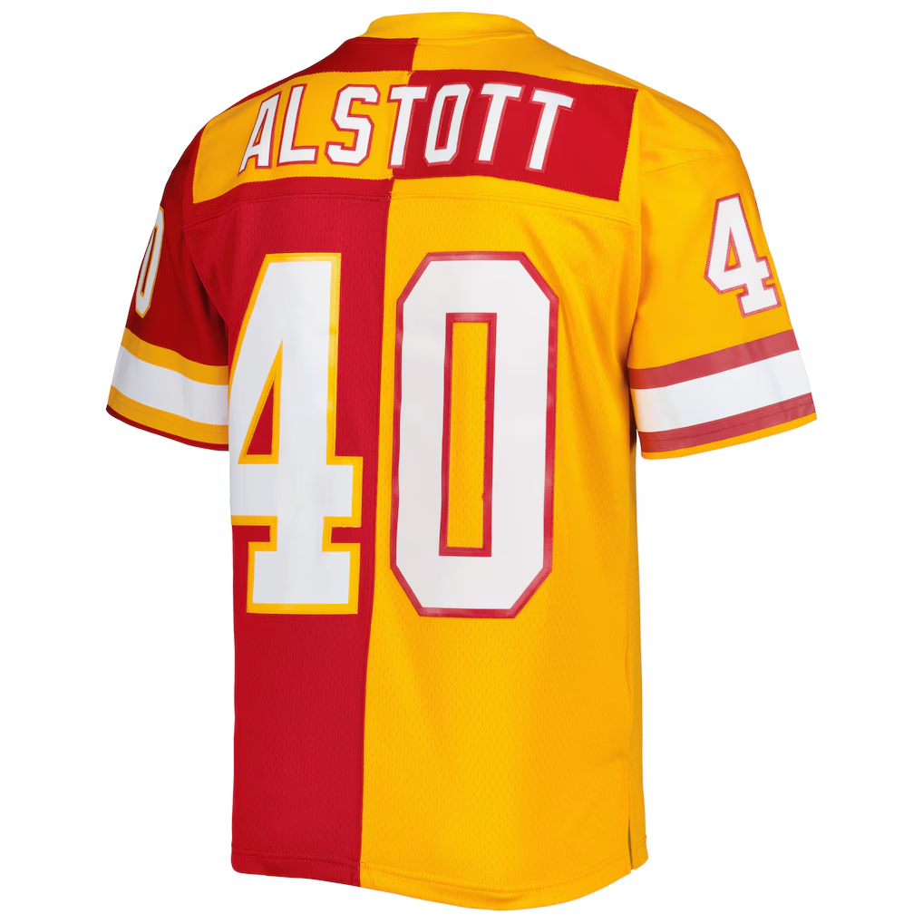 CAdoa TB.Buccaneers #40 Mike Alstott Mitchell & Ness OrangeRed 1996 Split Legacy Replica Stitched Puhic Jersey