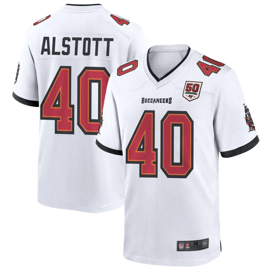 CAdoa TB.Buccaneers #40 Mike Alstott Player White 50th Anniversary Game Stitched Jerseys