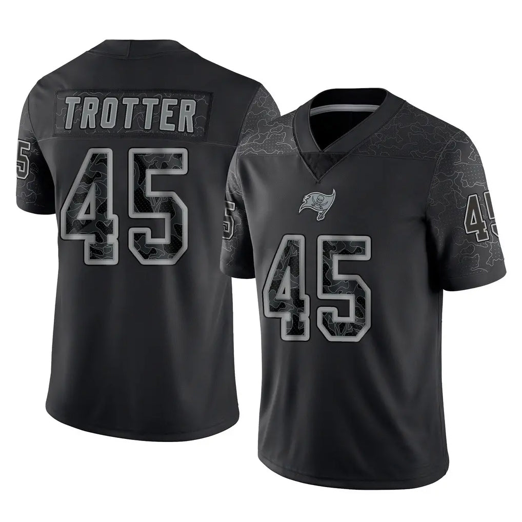 CAdoa TB.Buccaneers #45 Josiah Trotter Player Black Reflective Limited Home Game Stitched Jerseys