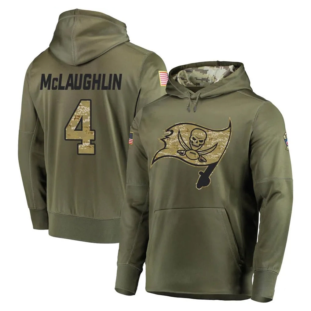 CAdoa TB.Buccaneers #4 Chase McLaughlin Player Olive Salute to Service Pullover Hoodie Home Game Stitched Jerseys