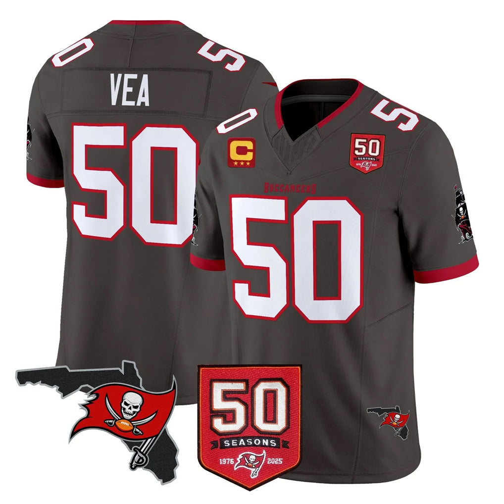 CAdoa TB.Buccaneers #50 Vita Vea Player Pewter Limited 2026 Season Vapor F.U.S.E. Home Game Stitched Jerseys