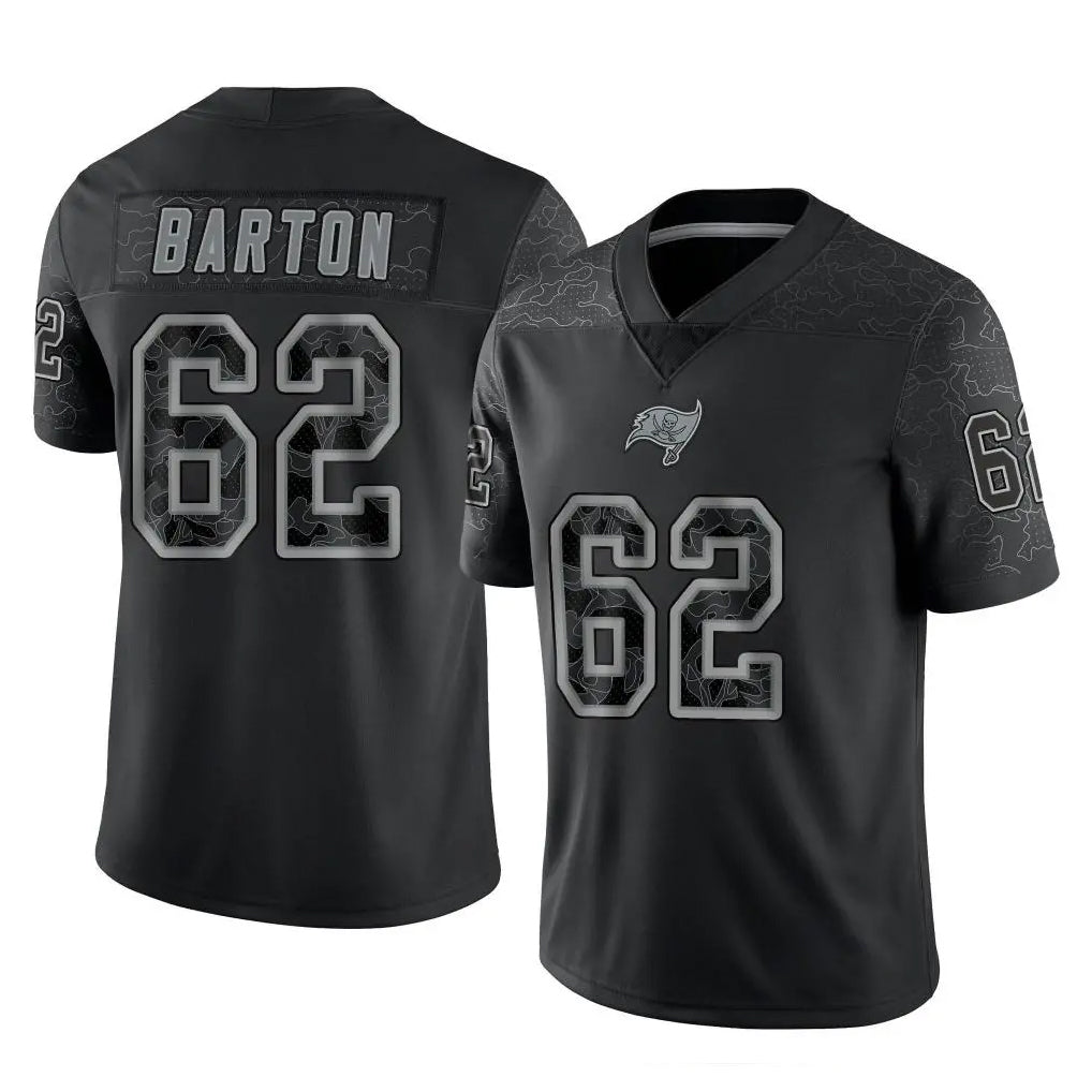 CAdoa TB.Buccaneers #62 Graham Barton Player Black Reflective Limited Home Game Stitched Jerseys