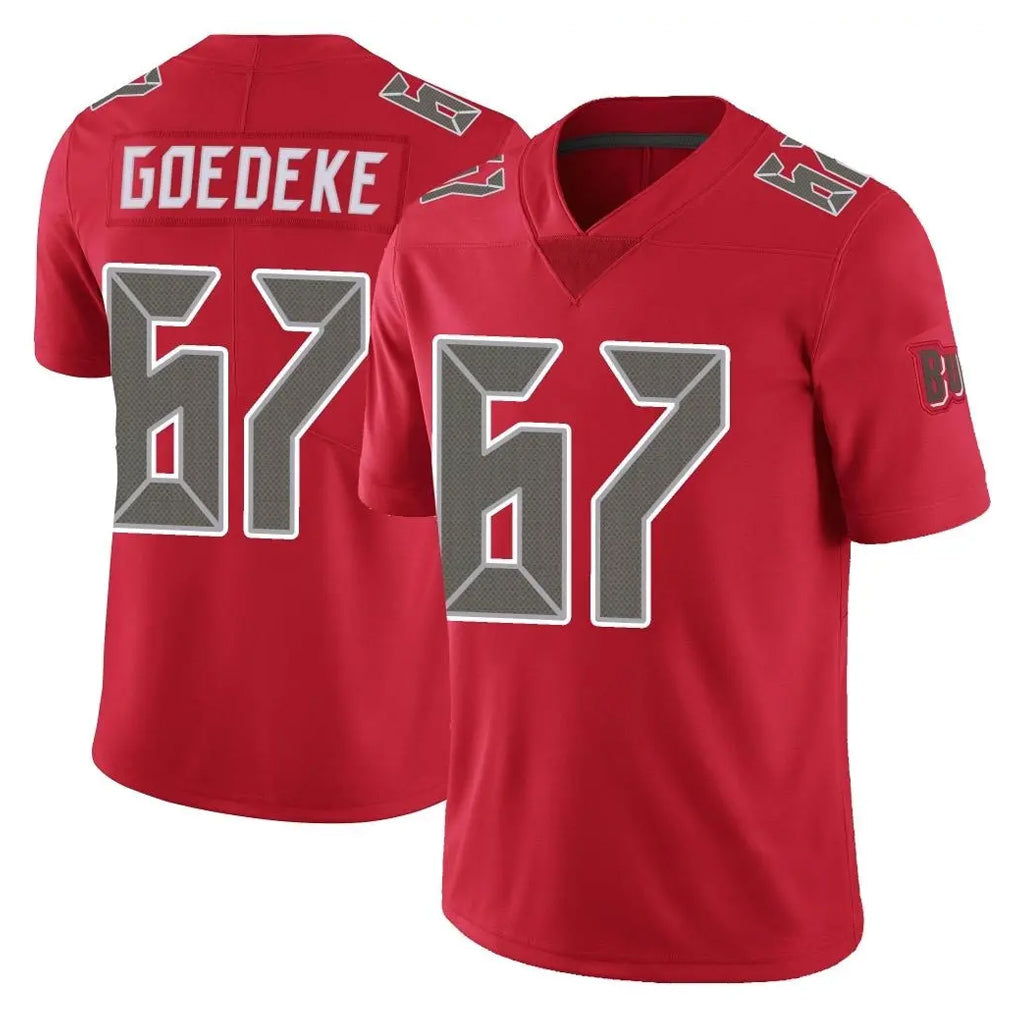 CAdoa TB.Buccaneers #67 Luke Goedeke Player Red Limited Color Rush Home Game Stitched Jerseys