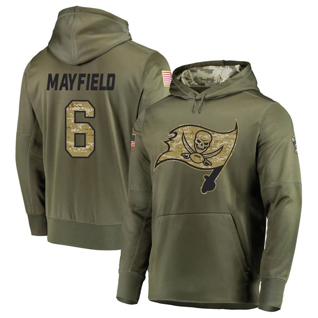 CAdoa TB.Buccaneers #6 Baker Mayfield Player Olive Salute to Service Pullover Hoodie Stitched Jerseys