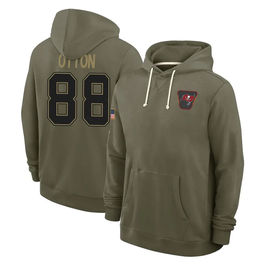 CAdoa TB.Buccaneers #88 Cade Otton Player Olive Salute to Service Pullover Hoodies Limited Stitched Jerseys