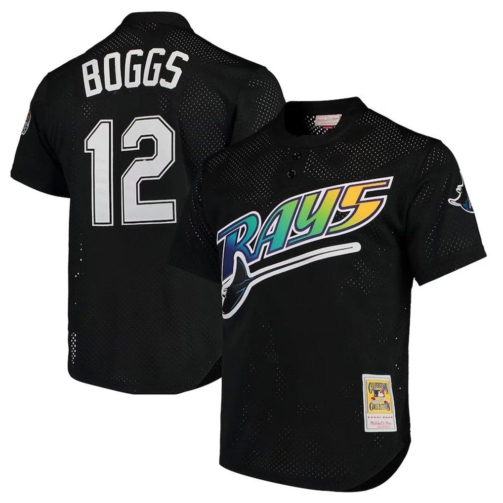 CAdoa TB.Rays #12 Wade Boggs Player Black Mitchell & Ness Cooperstown Replica Stitched Jerseys