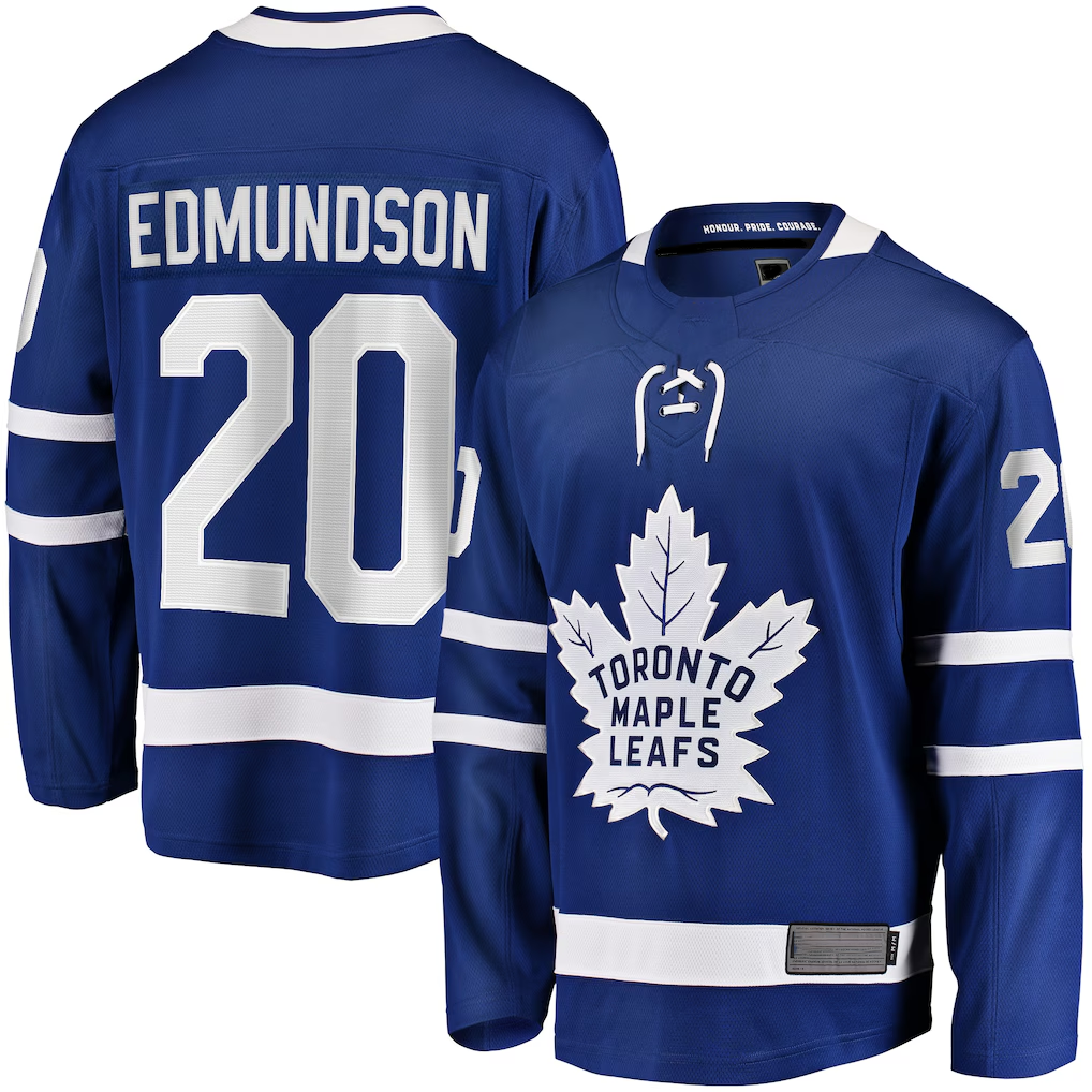 CAdoa T.Maple Leafs #20 Joel Edmundson Blue Home Premier Breakaway Player Jerseys